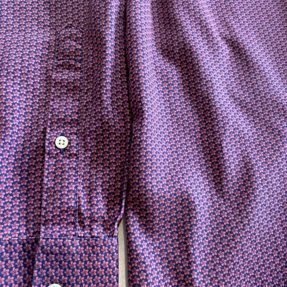 Peter Millar Geometric Men’s Button Down Long Sleeve Size XL Red Shirt - Picture 6 of 8